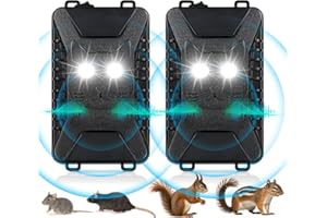 JAHYELEC Ultrasonic Rodent Repellent for Car Engine,Car Rodent Repeller Under Hood,Battery Operated Rat Deterrent Mouse Deterrent with Flashing Lights,Keep Rodents Mice Out of Garage Attic Outdoors Indoors