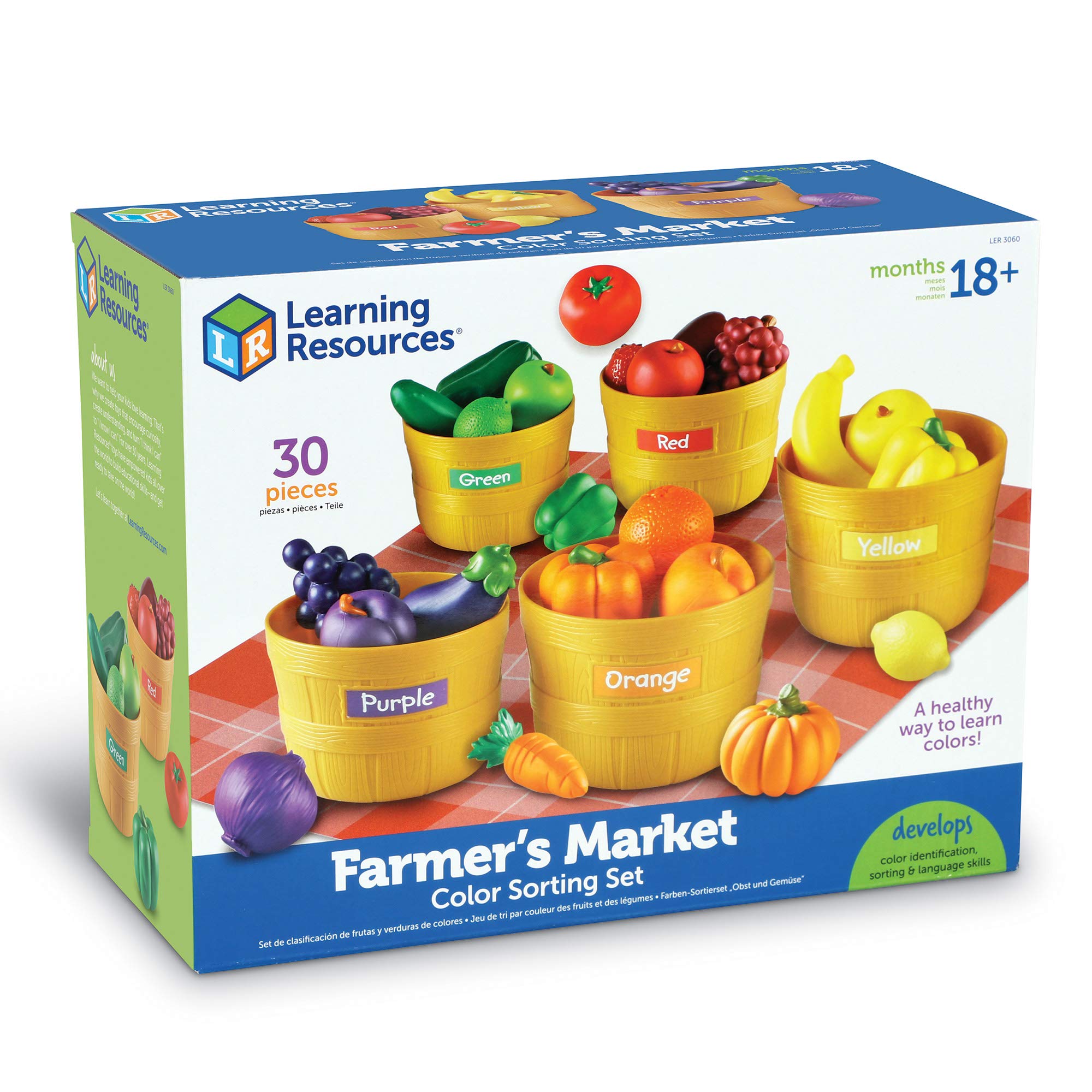 Learning Resources Farmer's Market Color Sorting Set, Play Food, Fruits and Vegetables Toy, 25