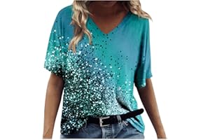 GENERIC Fashion Blouses, Women's Fashion Casual Print V-Neck Short Sleeves Printed T-Shirt