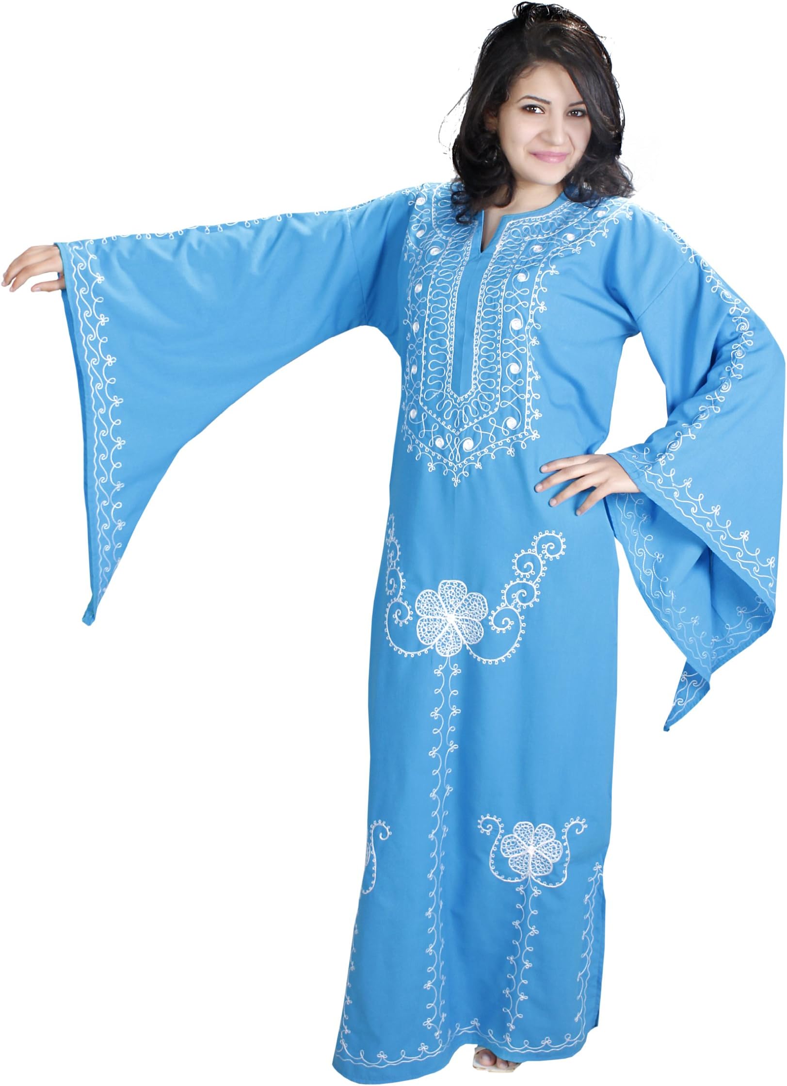 Romantic 70 's Look Kaftan, Color: Turquoise