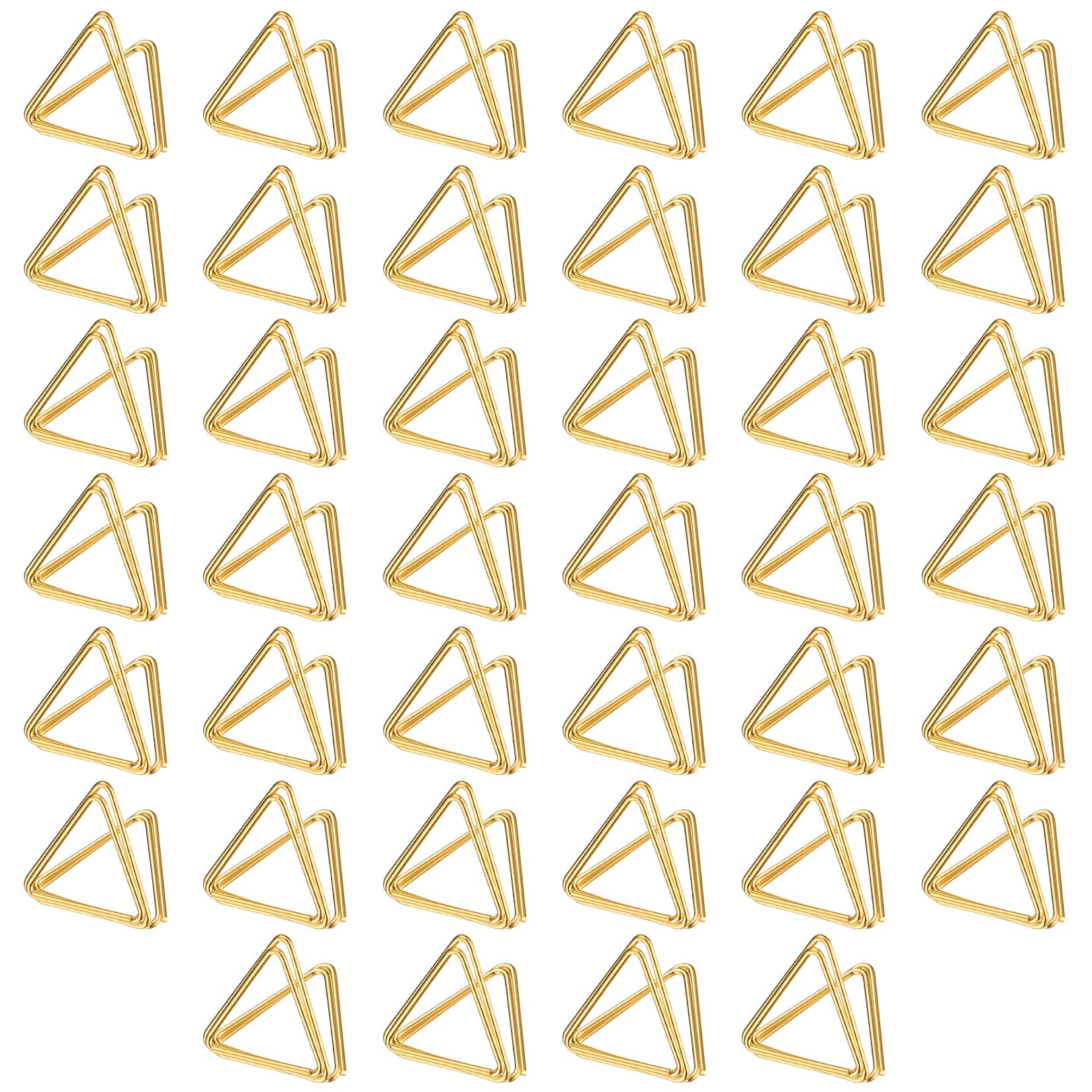 QOOSIKICC 40 Pcs Triangle Place Card Holders, Mini Gold Table Number Holders, Metal Photo Reserved Message Memo Name Card Display Stand Clip Holders for Weddings Party Restaurants Table Desk