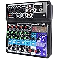 6 Channel Audio Mixer - Portable Digital Line Mixer Console Build-in 24 DSP Effects BT Function 48V Phantom Power for Karaoke Streaming by YOUSHARES
