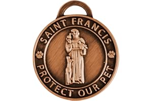 Luxepets Pet Collar Charm, Saint Francis of Assisi, Small, Antique Copper