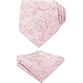 Alizeal Mens 3.15'' Leaf Flower Pattern Tie with Floral Pocket Square Set