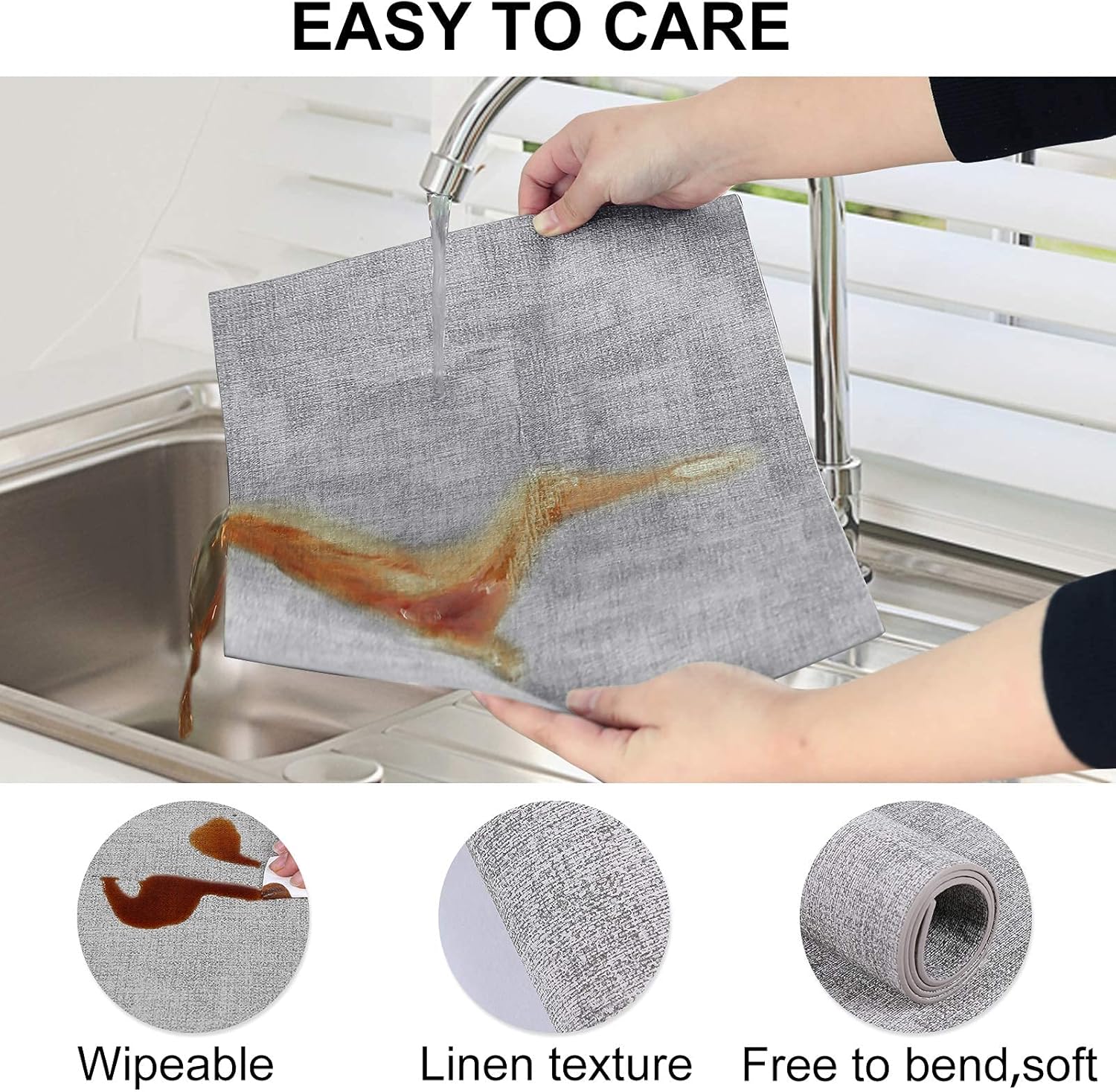 homing Faux Leather Heat Resistant Placemats Set of 6 – Waterproof Wipeable Place Mats for Dining Table, Easy to Clean Kitchen Light Grey Table Mats: Kitchen & Dining