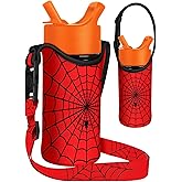 Miss Adola Water Bottle Carrier with Strap - Handheld Kids Water Bottle Holder for 10-16 oz / 14-20 oz Cute Cartoon Design Neoprene Crossbody Bottle Sling Bag for Boys Girls