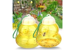 ENERJARY Wasp Trap Bee Traps Catcher, Outdoor Wasp Deterrent Killer Insect Catcher, New Upgrade Wasp Killer Hornet Traps, Non-Toxic Reusable Yellow Jacket Traps Outdoor Hanging (Yellow - 2 Pack)