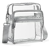 LATMAP Clear Bag for Stadium Events 12x6x12 Clear Purse with 3-Zipper Pockets Crossbody Handbag Tote for Concerts Sports