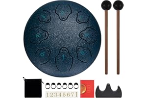 ASZUNE Rain Drum for Outside Garden 6 Inch 8 Note Steel Tongue Drum with Storage Bag,Chakra Drum for Rain Outdoor, Rain Drum for Garden Instrument for Meditation or Yoga Navy Blue