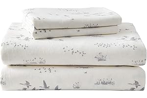 Eddie Bauer - Twin Sheets, Cotton Flannel Bedding Set, Brushed for Extra Softness, Cozy Home Decor (Geese Meadows, Twin)