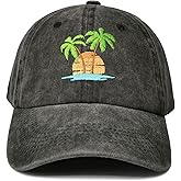 Hepandy Embroidered Palm Tree Hats for Men Women
