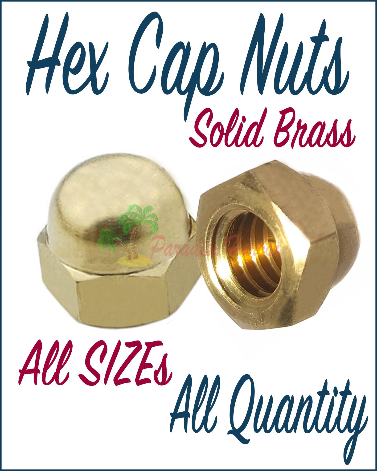 Paradise Harbor 8-32 Hex Cap Nuts Brass Hex Cup Nut Brass Hex Cups Nuts Solid Brass Acorn Hex Cap Nuts Grade 25 Pcs