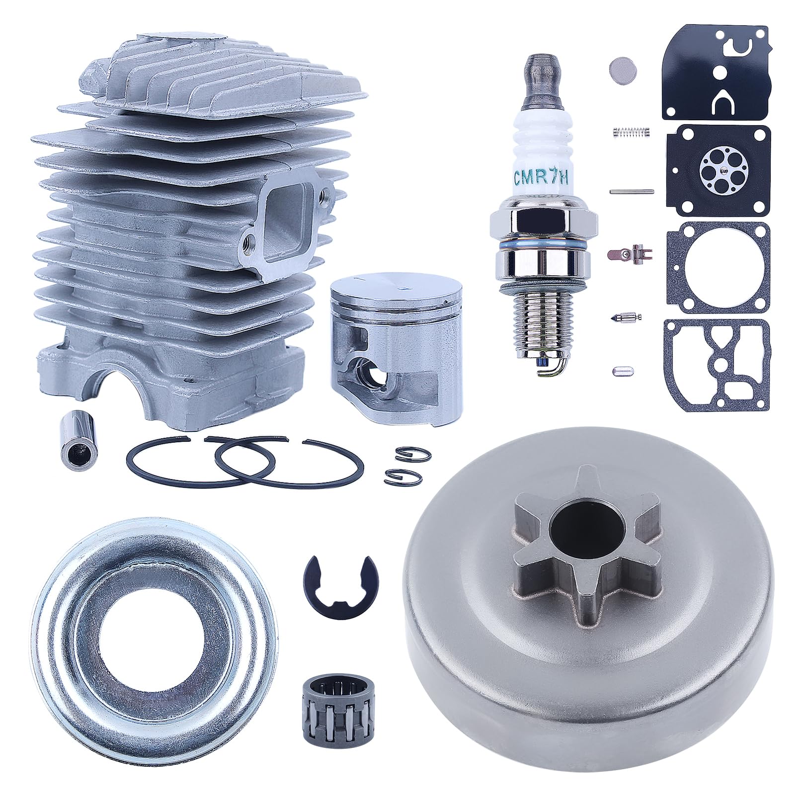 Mtanlo Cylinder Piston Kit for Stihl MS211 MS181 MS171 MS171C MS181C MS211C Chainsaw Replacement Part,40mm Big Bore Cylinder Piston Sprocket Cover Clutch Washer Carb Repair Bearing Kit
