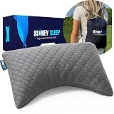 Sidney Sleep Mini Travel Size Neck Pillow - Knee, Back Lumbar and Support - Small Curved Pillow - 14 x 19 Inches - Adjustable Loft - Washable - Drawstring Backpack Included (Mini - Grey)