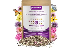 PLANTMEW 200,000+ Wildflower Seeds [4oz] 16 Variety Perennial Mix - Non-GMO, USA-Sourced Heirloom Seeds for Pollinator Gardens | Attracts Bees/Birds/Butterflies | High Germination Rate for Indoor & Outdoor