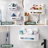 Zuvo Shower Caddy with Suction Cups – No Drill Bathroom Shelf White Rectangular view 7