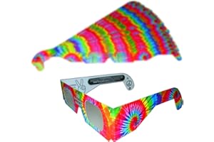 ROB'S SUPER HAPPY FUN STORE Fireworks Glasses - 50 Paper Diffraction Glasses (Trippy Tie-Dye Frames) + 1 Hearts Effect Bonus (Plain White Frame)