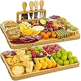Large Bamboo Charcuterie Boards 2 Sets(16"*12"*0.8") Cheese Board & Platter Tray Accessories with Knives for Entertaining | Wedding, Bridal Shower & Housewarming Gifts for Women and Couples