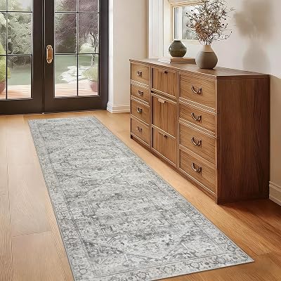 Homcomodar Boho Hallway Runner Rug 65x240cm Non Slip Washable Distressed