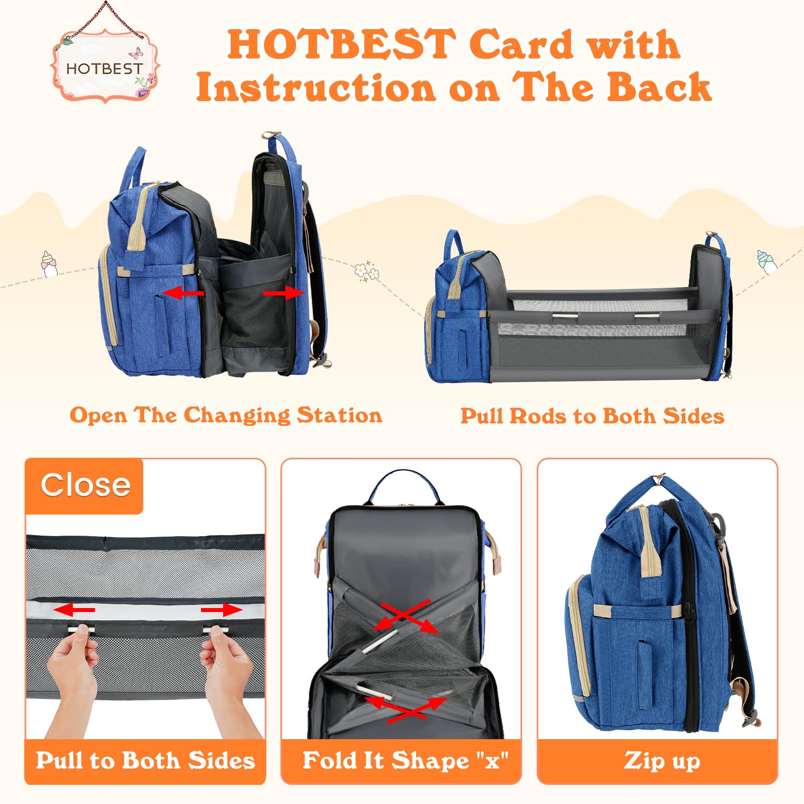 HOTBEST Diaper Bag Backpack, Haze Blue, Large