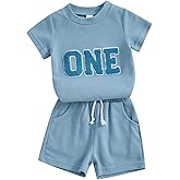 Honganda Toddler Baby Boy 1st 2nd Birthday Outfit Set Embroideried T-shirt Tops with Casual Shorts Summer Birthday Clothes