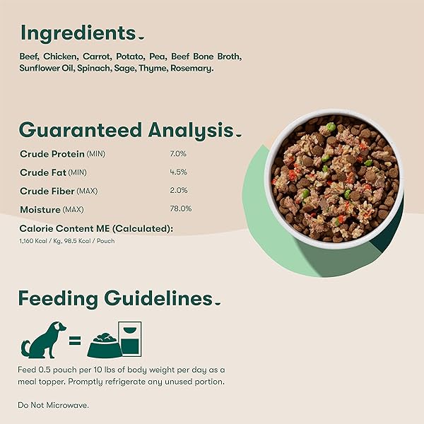 JINX BEEF & CHICKEN WET DOG FOOD POUCHES, MEAL OR DOG FOOD TOPPER MIX-IN, MADE WITH REAL BEEF & CHICKEN, BONE BROTH, NO FILLERS – PUPPY, ADULT, SENIOR, 3OZ, 8 PACK