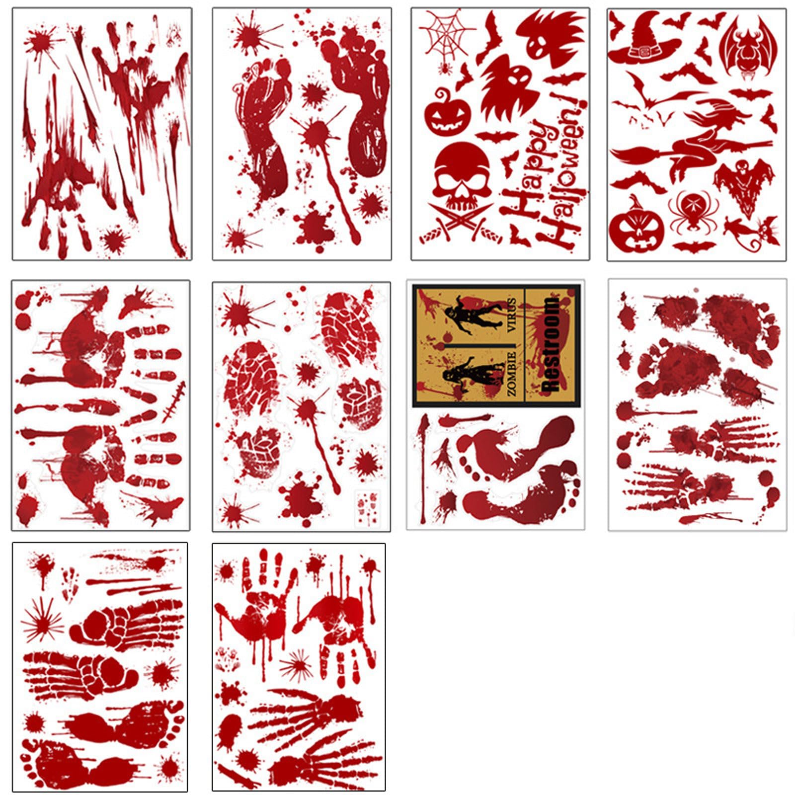 Vhger Halloween Decoration, Environmentally Friendly Material, Bloody Stickers, Halloween Door and Window Decoration Set, Stickers 10 Pieces for Halloween Party Window Bathroom Decoration