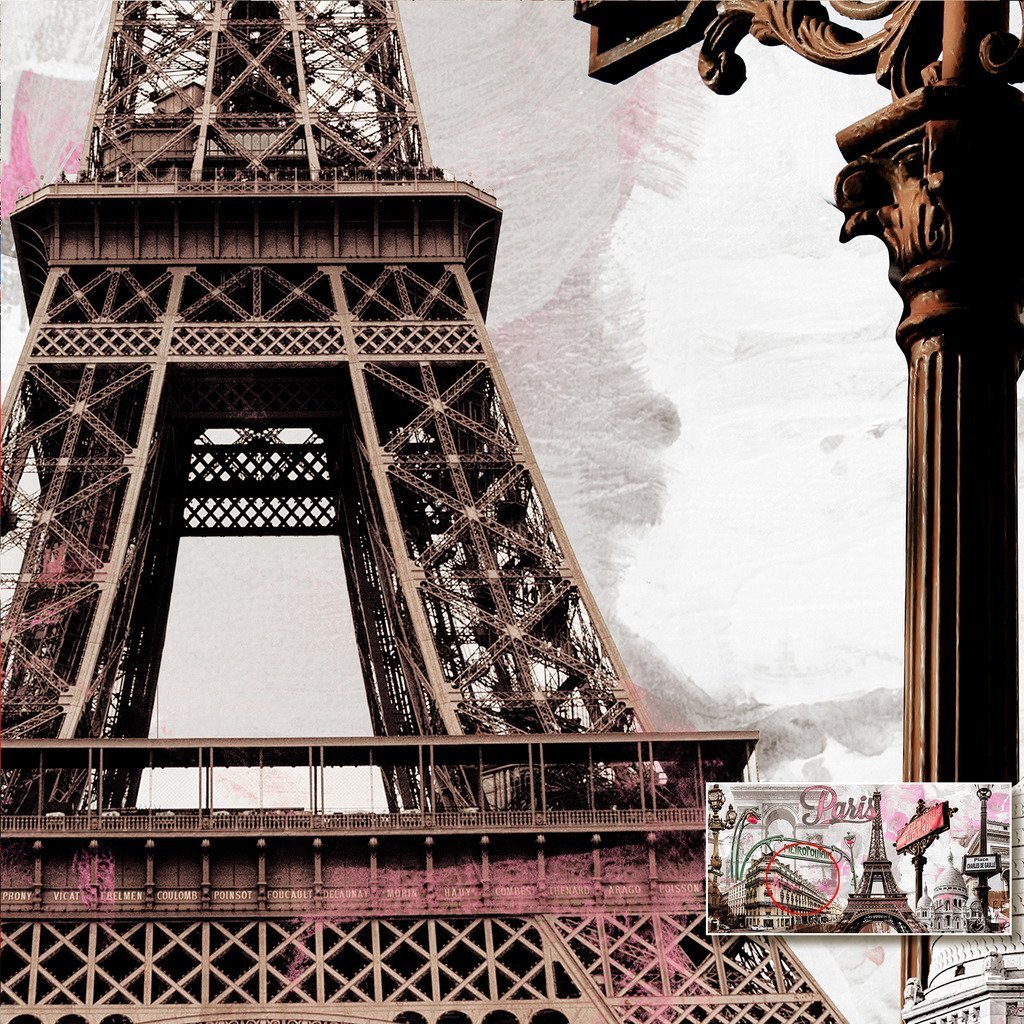 Decor MI Modern Wall Art Pink Paris Eiffel Towel Decor Romantic City