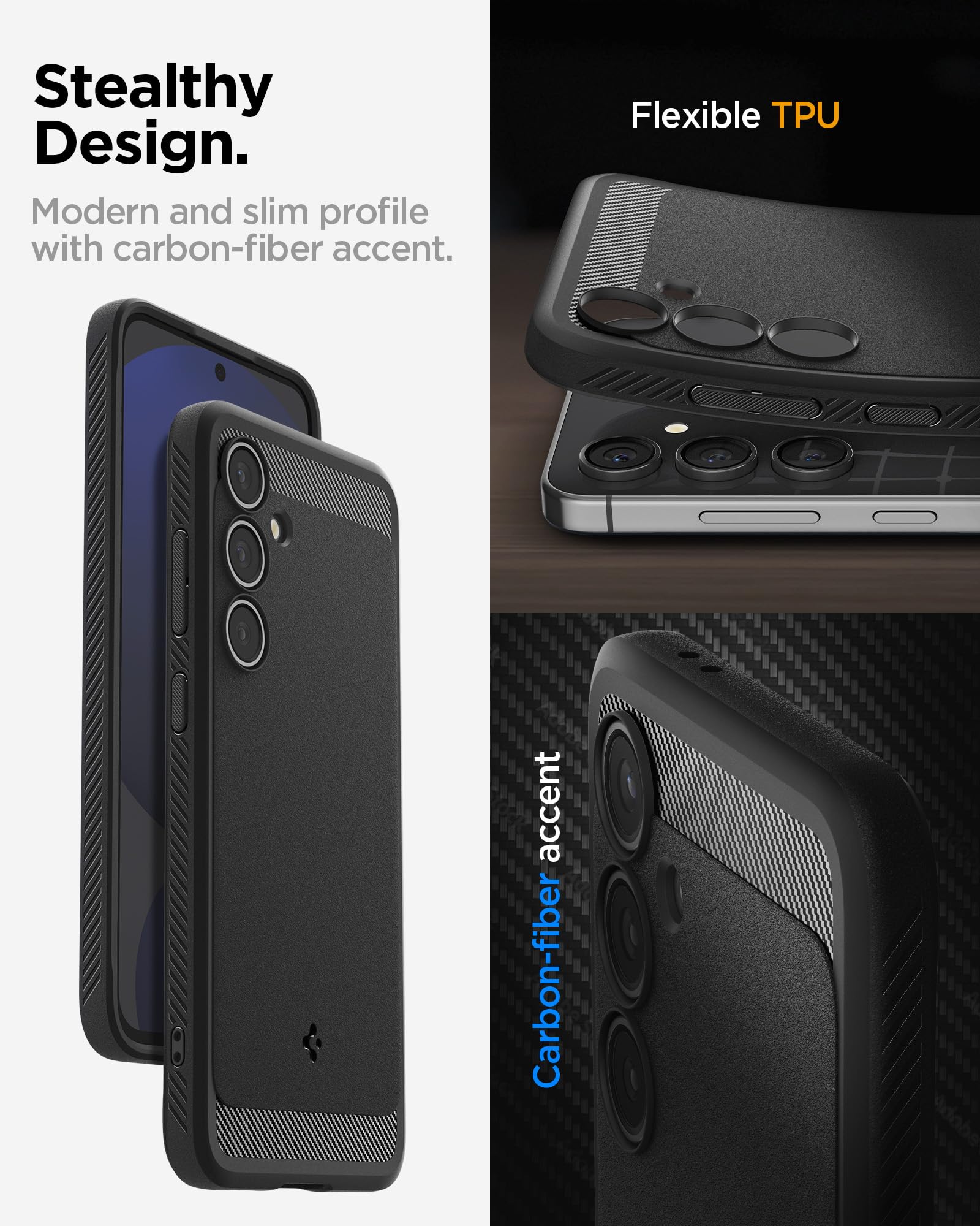 Spigen Rugged Armor Designed for Galaxy S24 FE Case (2024) - Matte Black