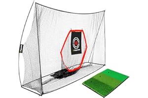 Flysocks 10x7 ft Golf Practice Hitting Net with Golf Mat, Heavy Duty Golf Nets with Center Target, 8 Golf Balls, 9 Golf Tees, 2 Marking Pens for Backyard Driving, Indoor Outdoor Chipping Training Net