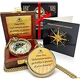 The Dream Chaser Compass, in Wooden Box - Go Confidently-2026 Graduation Gifts for Him, College, High School, Birthday Gift Idea for Son, Boys - Greeting Card Included, Motivational Present