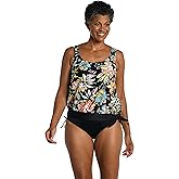 Maxine of Hollywood Womens Side Tie Scoop Neck Banded Tankini Swimsuit Top