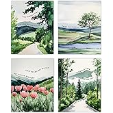 TLESKE Boho Forest Floral Mental Health Posters Prints Unframed 8x10 Set of 4, Wildflower Wall Art Prints Decor for Therapist Therapy Office Classroom Nursery Playroom Bedroom, Bohemian Wall Pictures