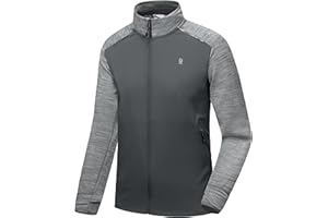 Little Donkey Andy Men's Quick Dry Warm Lightweight Running Jacket Full Zip Thermal Hybrid Thumbholes Golf Track Jacket