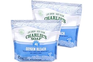 Charlie's Soap Oxygen Powered Bleach Powder, Color Safe For Clothes, Safe Bleach for White Clothes, An Unscented Fragrance Free Non Chlorine 1.3 lbs (2 Pack)