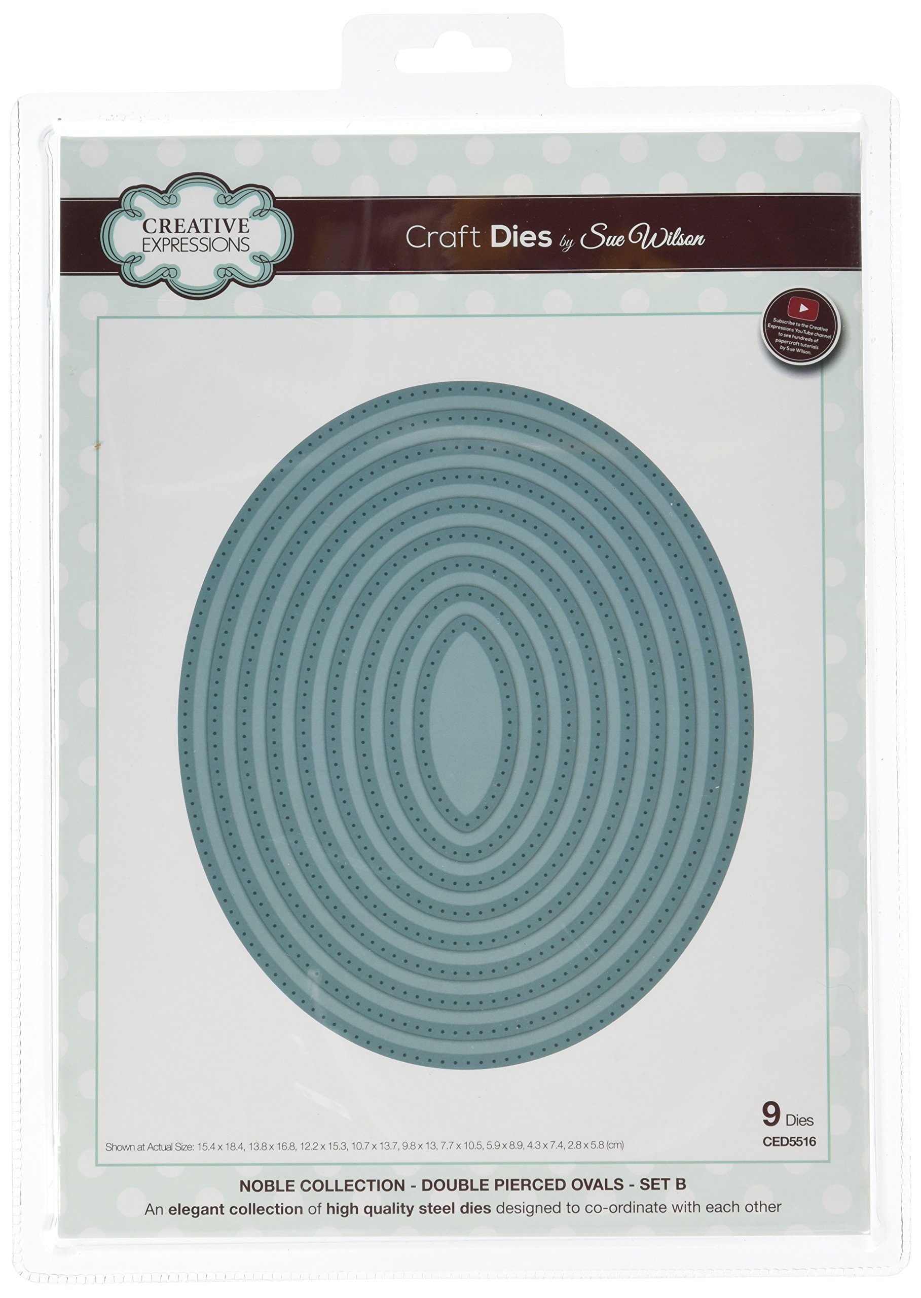 Sue Wilson NobleDies Collection Double Pierced Ovals Set B, Steel, Metal, 18.4 x 15.4 cm Largest die