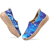 Women’s Colorful Floral Sneakers Loafers Unique Funky Slip On Wide Toe Box Shoes Casual Walking Tennis Comfort Wear Art Painted Travel Spring Summer