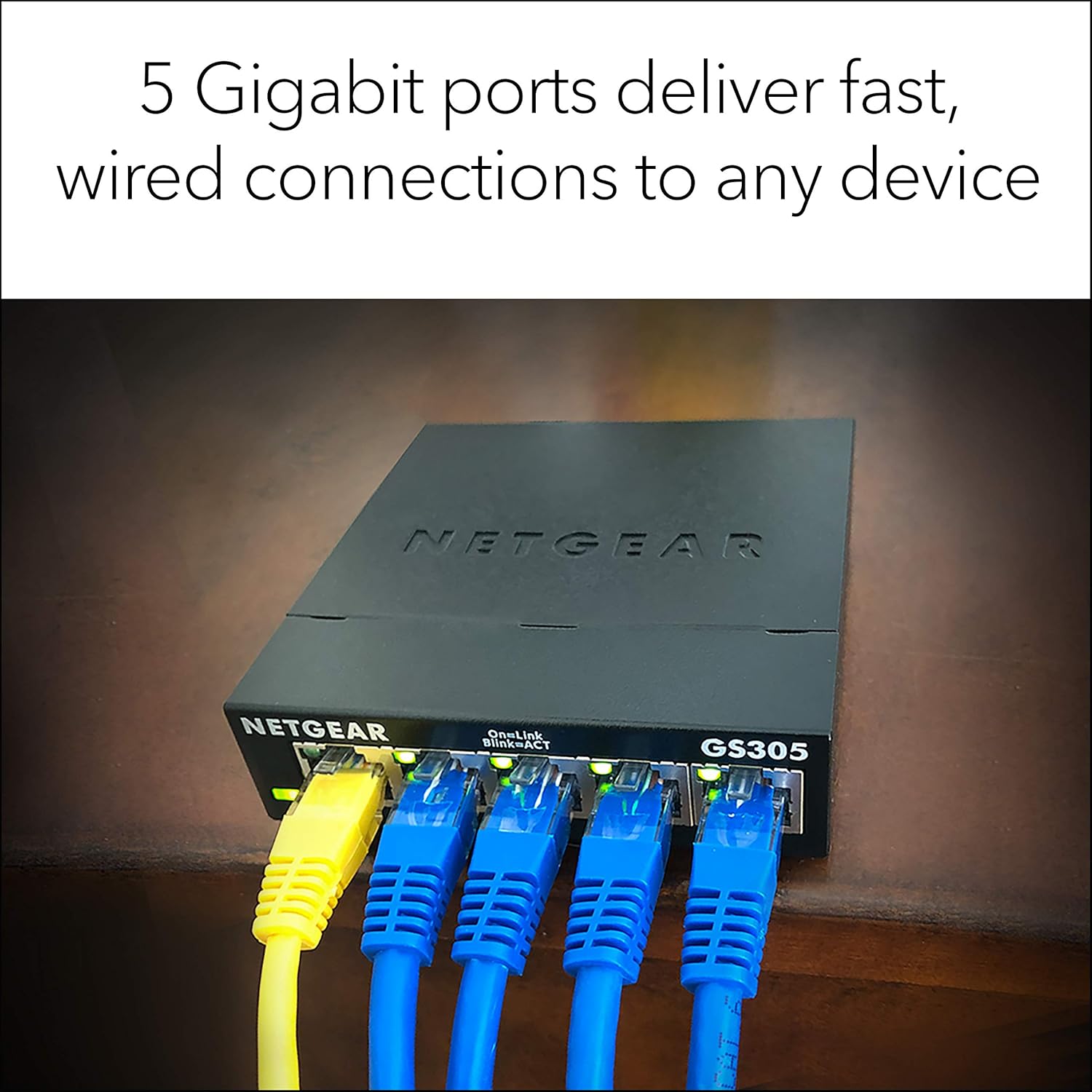 NETGEAR 5-Port Gigabit Ethernet Unmanaged Switch (GS305) - Home Network Hub, Office Ethernet Splitter, Plug-and-Play, Fanless Metal Housing, Desktop or Wall Mount: Computers & Accessories