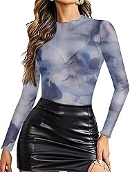 Zeagoo Ladies Mesh Sheer See Through Mockneck Top