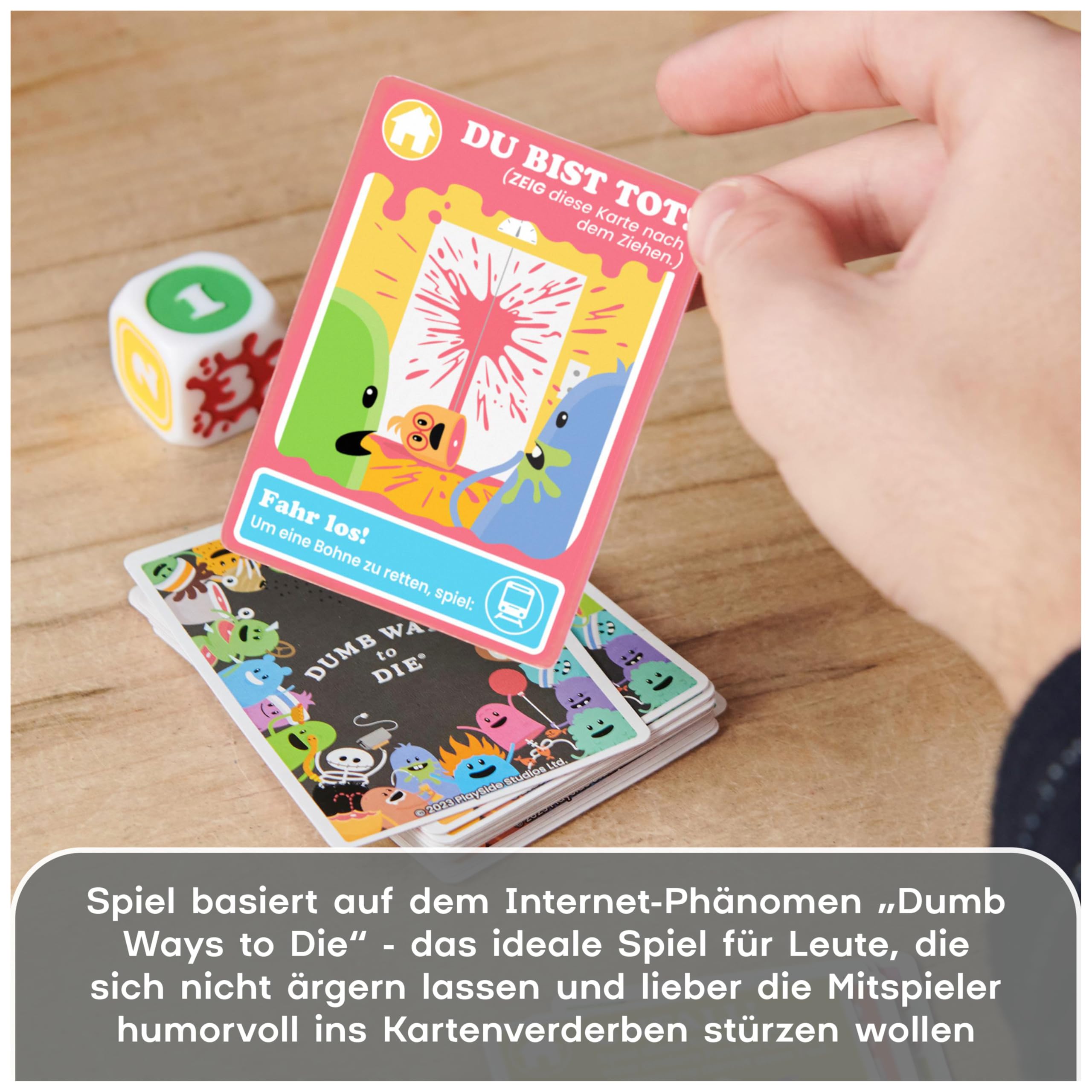 Spin Master Games Dumb Ways to Die, rasant-gemeines Kartenspiel, bei dem es ums Überleben der eigenen Bohnen geht, witziges Karten-Artwork mit Wackelbildern, 2-5 Spieler ab 12 Jahren, deutsche Ausgabe 6
