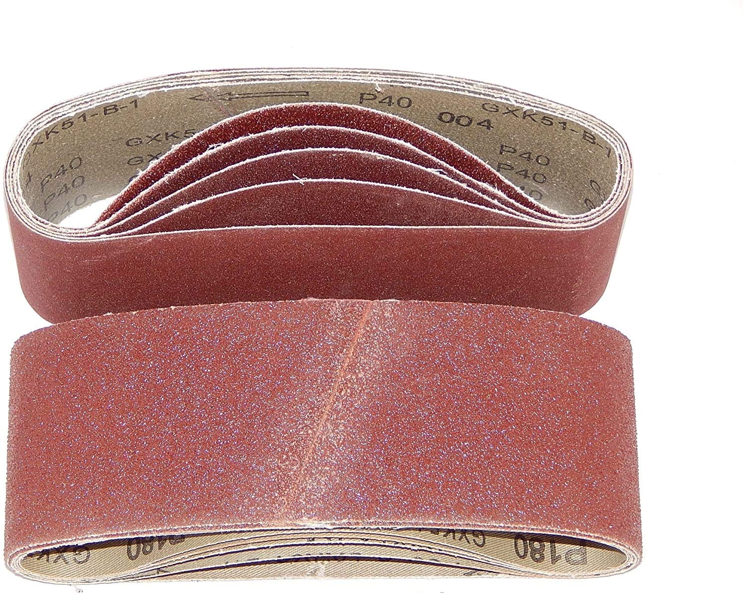 Pack of 25 Cloth-Backed Sanding Belts 75 x 533 mm Grain Each 5 x 40 / 60 / 80 / 120 / 180 for Belt Sanders