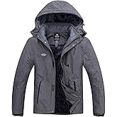 wantdo Men's Mountain Waterproof Ski Jacket Windproof Rain Jacket Winter Warm Hooded Coat