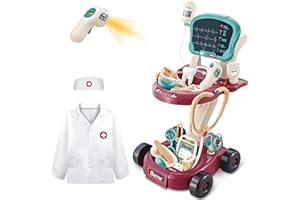 POFJOEQ Toy Doctor Kit for Kids，Pretend Medical Station Toy Set，30 Pieces Deluxe Pretend Play Medical Kit Toy Including Children's Nursing Uniforms，Doctor Play Set for Kids，Role Play Gift for Toddlers.