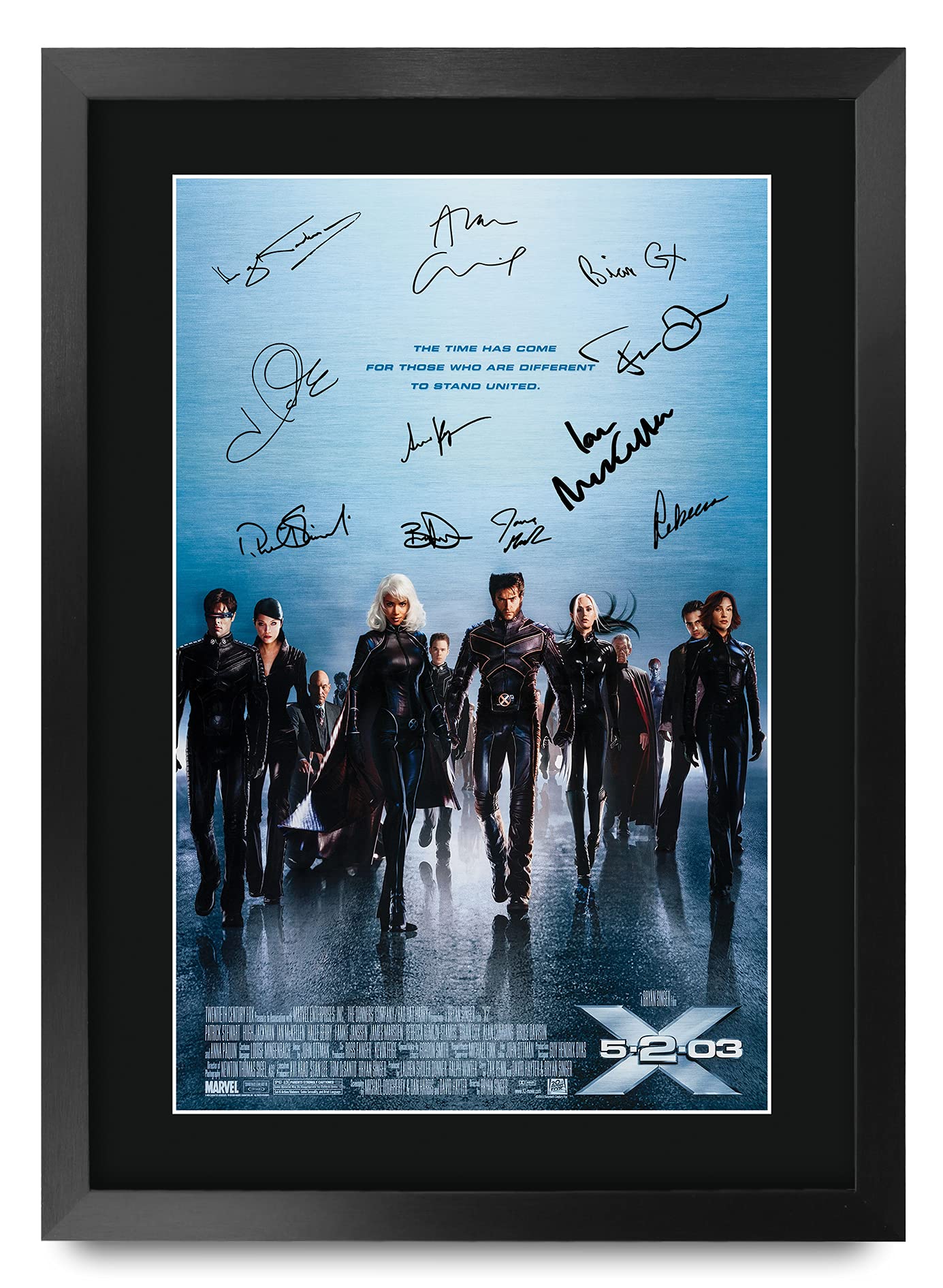HWC Trading FR A3 X-Men 2 Hugh Jackman, Patrick Stewart Gifts Printed Poster Signed Autograph Picture for Movie Memorabilia Fans - A3 Framed