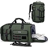 WITZMAN Travel Duffel Bags for Men Large Carry On Weekender Overnight Bag 3 in 1 Backpack with Shoe Compartment (B693 Army Green）