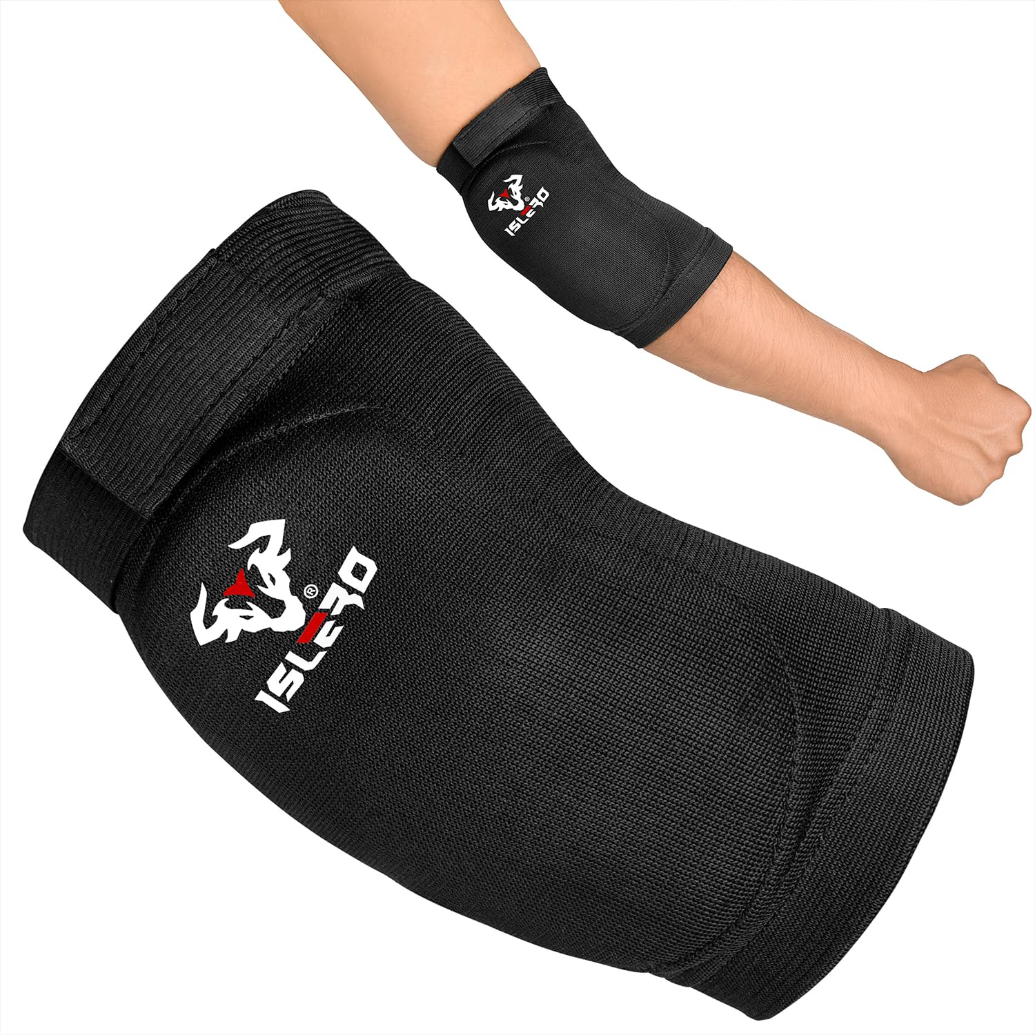 Islero Fitness Elbow Pads Guard Elasticated Support MMA Martial Arts Boxing UFC (Large/xl)