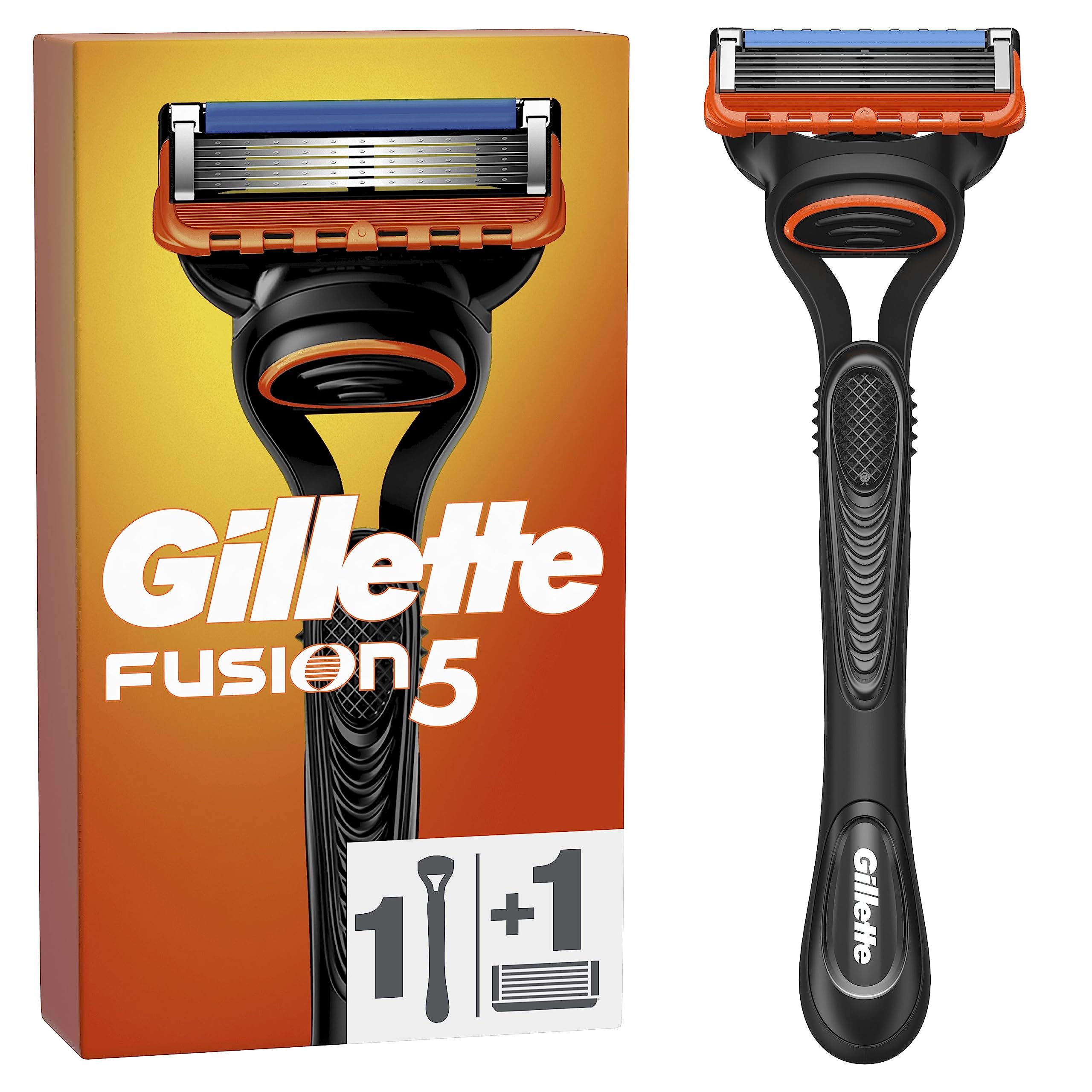 Gillette Fusion5 Razor For Men, 1 Gillette Razor, 1 Razor Blade Refill
