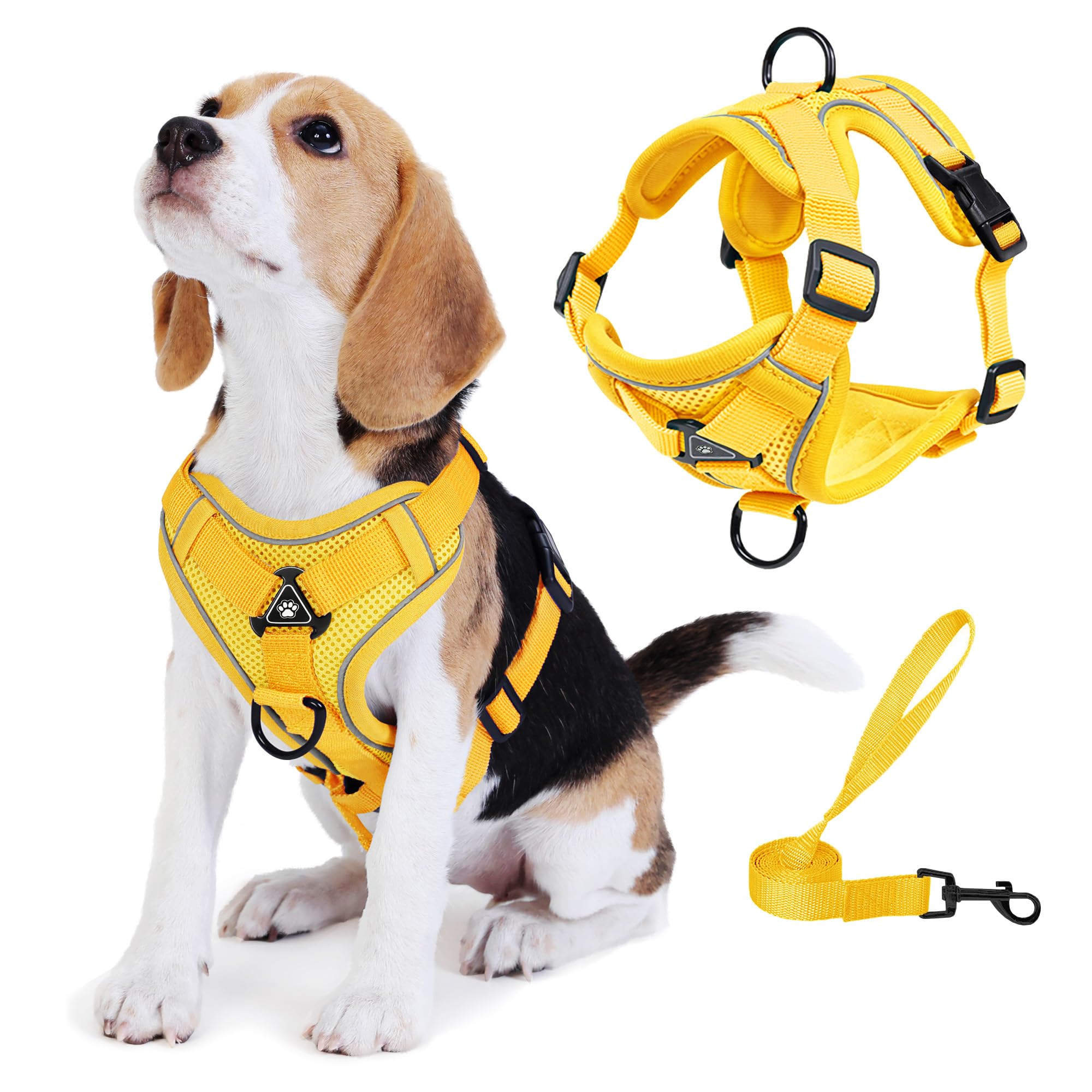 Photo 1 of Jolifield No Pull Dog Harness with Leash Set for Small Sized Dog, Reflective Adjustable No Choke Front Clip Cat Vest Harness with Breathable Mesh, Comfortable Soft Padded Pet Vest, Yellow M