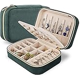 Dajasan Velvet Travel Jewelry Box, Mini Travel Jewelry Case, Small Portable Travel Jewelry Organizer for Women Girls (Green)