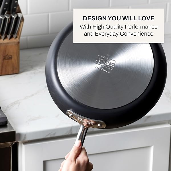 ALL-CLAD HA1 HARD ANODIZED NONSTICK FRY PAN 12 INCH INDUCTION OVEN BROILER SAFE 500F, LID SAFE 350F POTS AND PANS, COOKWARE BLACK